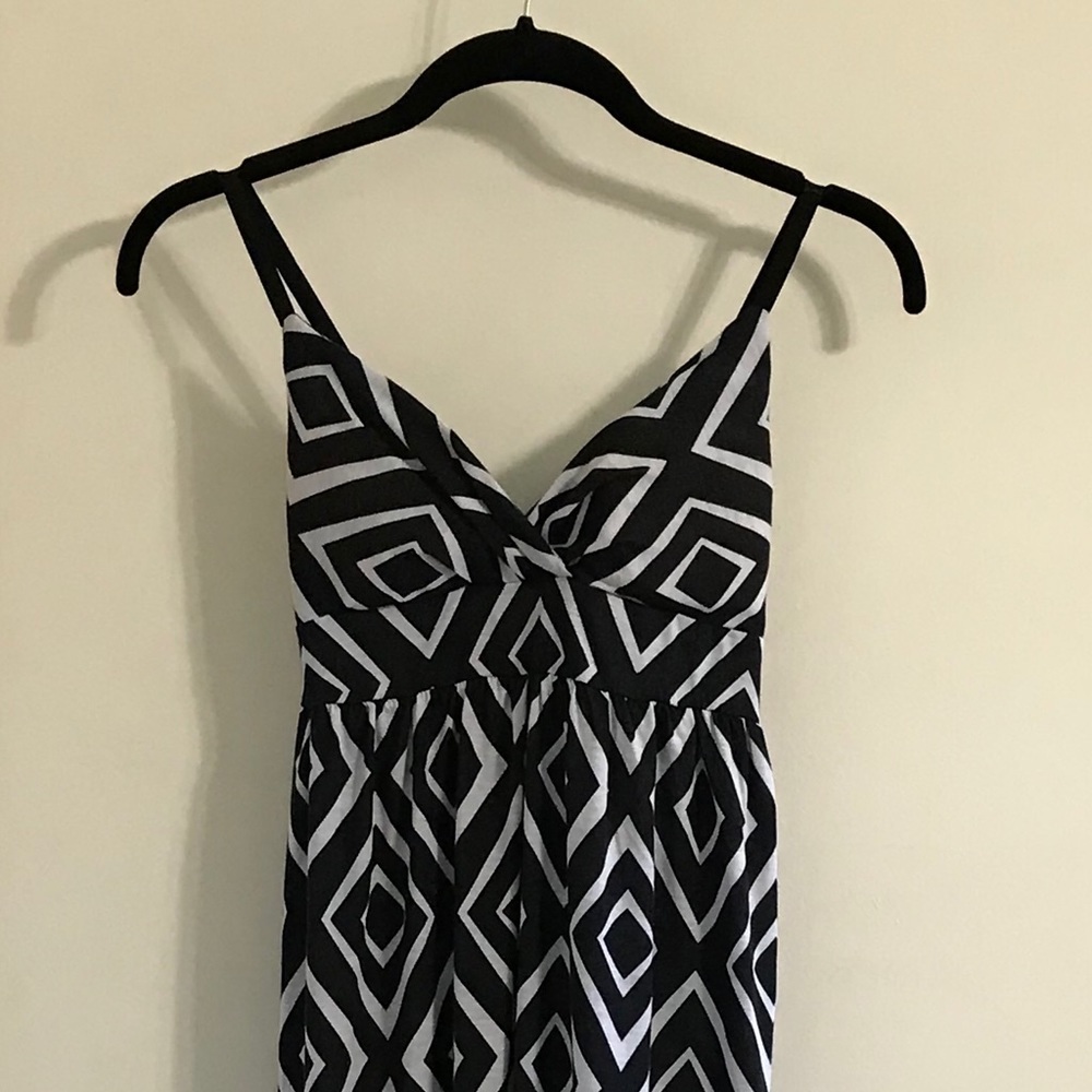 Black and white printed maxi dress with straps
